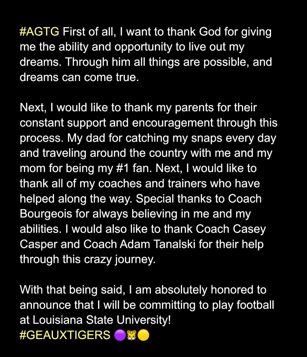 SilasHall_LS's tweet image. 1000% COMMITED 🟣🐯🟡

@LesterErb @Coach_Nagle @RecruitsLsu @LSUfootball @CoachBrianKelly @KohlsSnapping @Coach_Casper @EHSBRAthletics @JeffPalicki @HKA_Tanalski @BobbyBarham_LSU 
#GeauxTigers