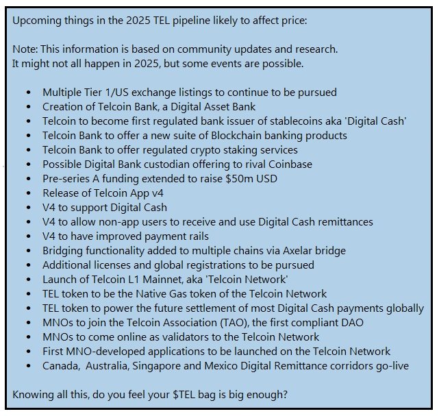 Telcoin_Juggler's tweet photo. THE #TELCOIN 2025 PIPELINE, $TEL ME WHAT YOU ARE LOOKING 👀 FORWARD TO MOST ?

source : @BooClassic_ 💪🙏 https://t.co/Iq727DaDJW