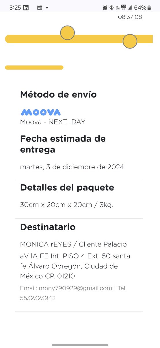 monyreyesm's tweet photo. @palaciohierro todo mal con su paquetera, enviaron mi pedido en 2 partes, una se entrego correctamente y la otra aparece en un domicilio que nada que ver, en su call center aseguran que la dirección está correcta cuando la misma mensajería muestra otro lado https://t.co/aOFMupPyf2
