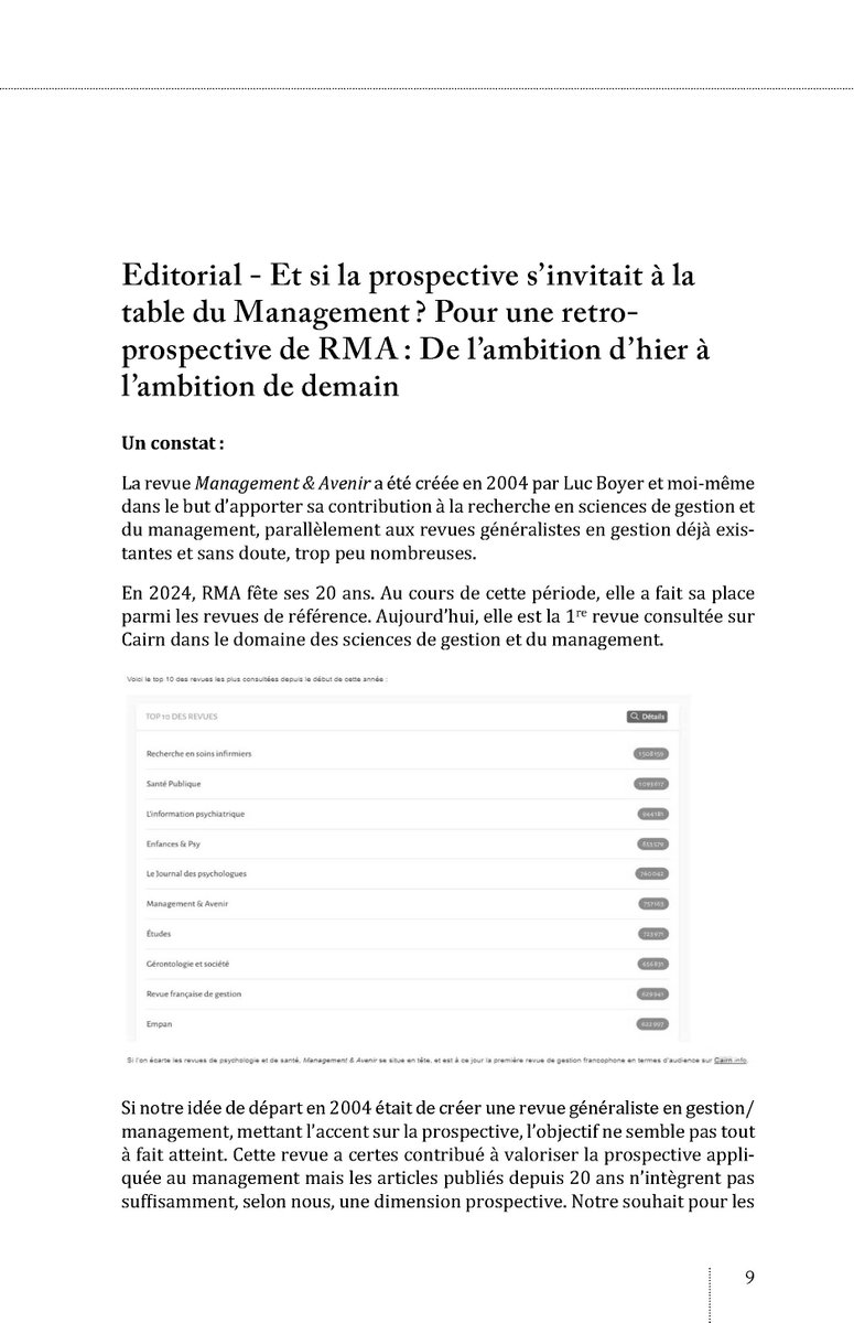 La revue RMA a 20 ans. Rétro-prospective : de l'ambition d'hier à l'ambition de demain. 
Suivre le lien 👉  managementetavenir.fr pour vous procurer les différentes revues.

#prospective #RH #futur #entreprises #DRH