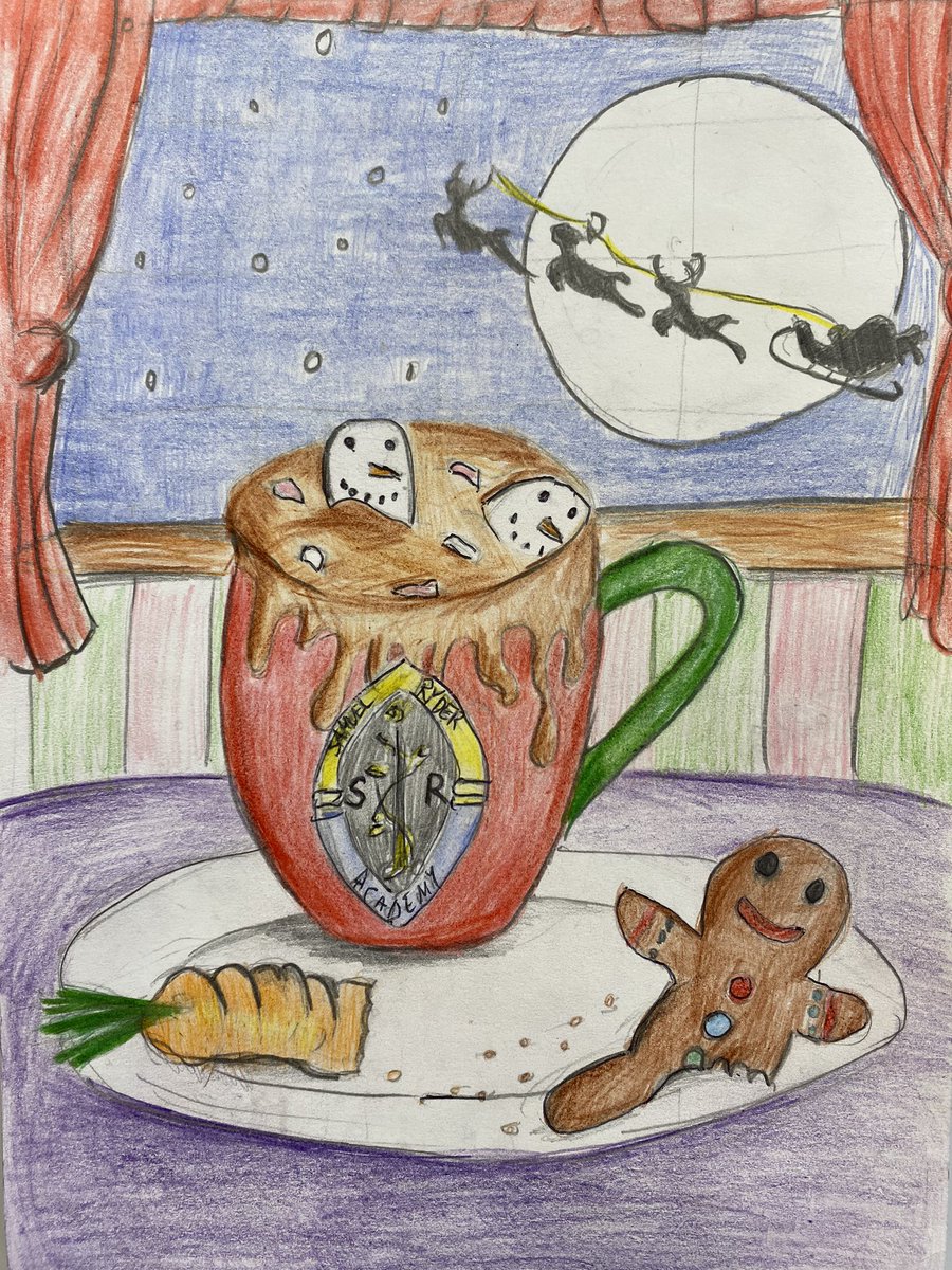 Primary winners for the 2024 Christmas Card Competition are - 1st place Daniel y6, 2nd place Hope y5, 3rd place Eloise y6. Well done!