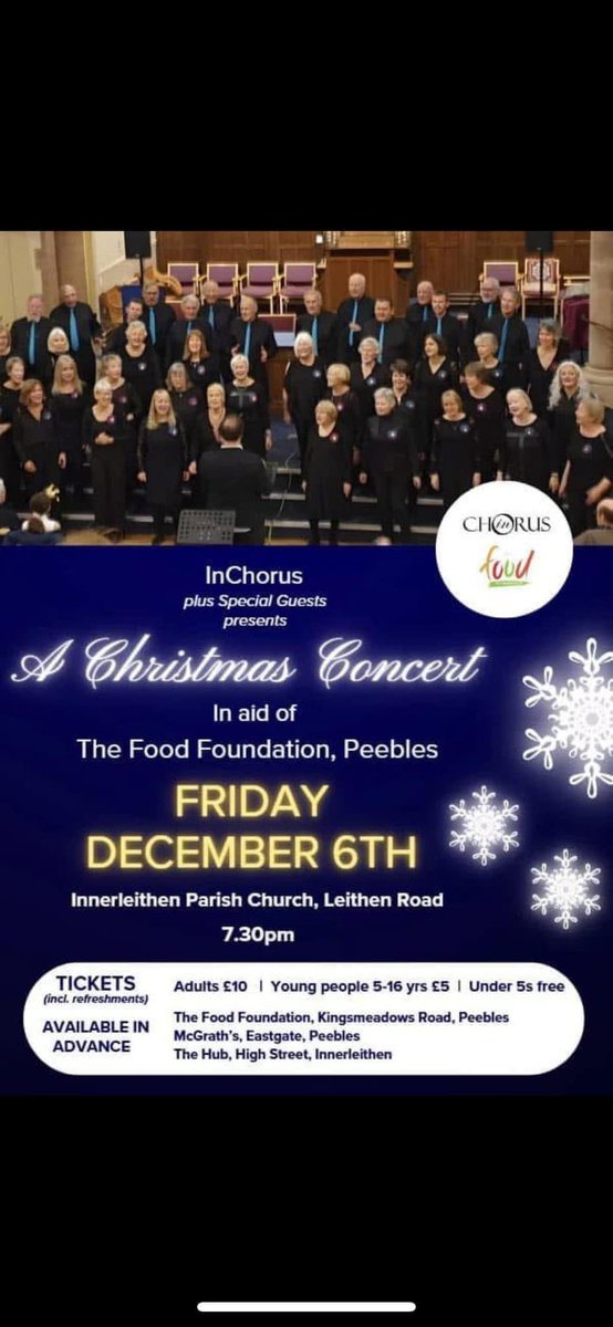 Looking forward to singing with <a href="/InChorusChoir/">InChorus</a> on Friday! #Christmas2024 #ChristmasSongs Supporting the Food Foundation #Peebles <a href="/AilsaMcMillan1/">Ailsa McMillan 💙</a>
