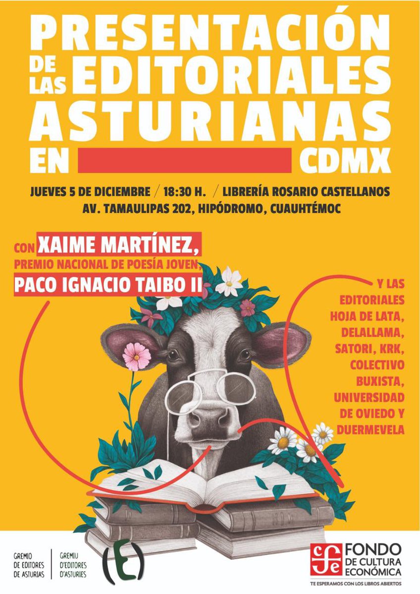 FCE Bella Época (@fcebellaepoca) on Twitter photo Te esperamos el día de mañana, jueves 5 de diciembre, en la “Presentación de las editoriales asturianas en CDMX” a las 18:30 horas. Estarán con nosotros <a href="/Taibo2/">Paco Taibo2📝</a> y Xaime Martínez, ganador del Premio Nacional de Poesía Joven.
<a href="/LibreriasEducal/">libreriaseducal</a>
#RepúblicaLectora Te esperamos el día de mañana, jueves 5 de diciembre, en la “Presentación de las editoriales asturianas en CDMX” a las 18:30 horas. Estarán con nosotros <a href="/Taibo2/">Paco Taibo2📝</a> y Xaime Martínez, ganador del Premio Nacional de Poesía Joven.
<a href="/LibreriasEducal/">libreriaseducal</a>
#RepúblicaLectora