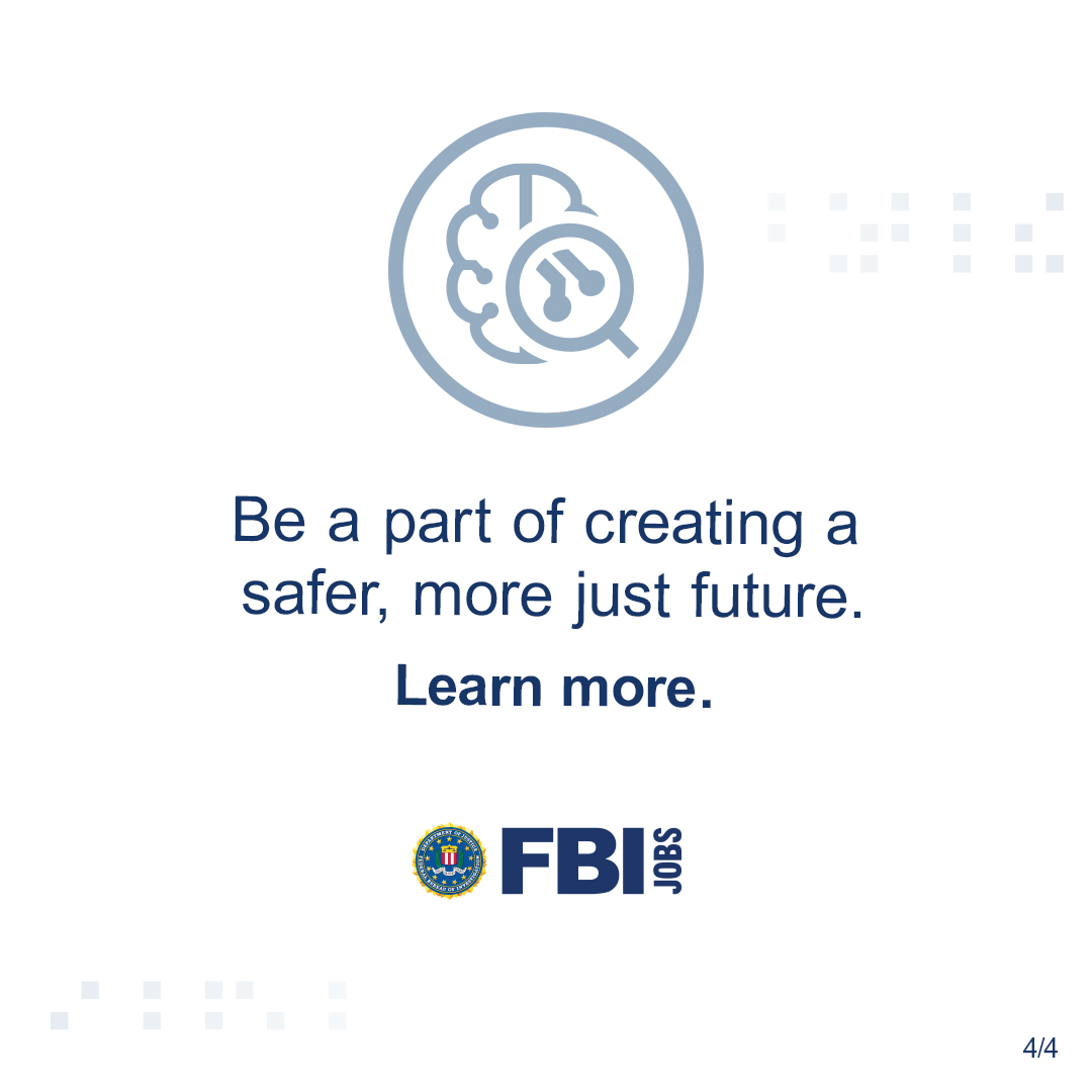 FBIJobs's tweet image. Ready to turn your #analytical skills into action?  As an #FBI #IntelligenceAnalyst, you&apos;ll tackle threats like terrorism and organized crime, transforming raw data into insights that contribute to creating a safer, more just future. Learn more. 
ow.ly/qpmz50Ujbwf