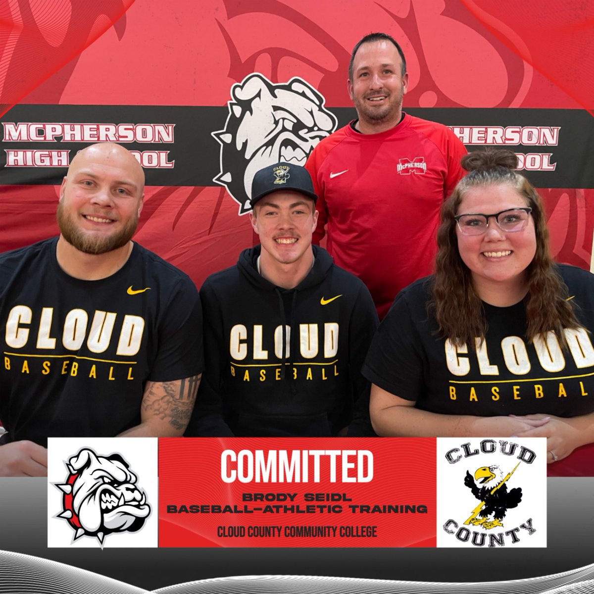 Congratulations to Brody Seidl who signed today with Cloud County Community College to continue his education and baseball career! #bullpupnation