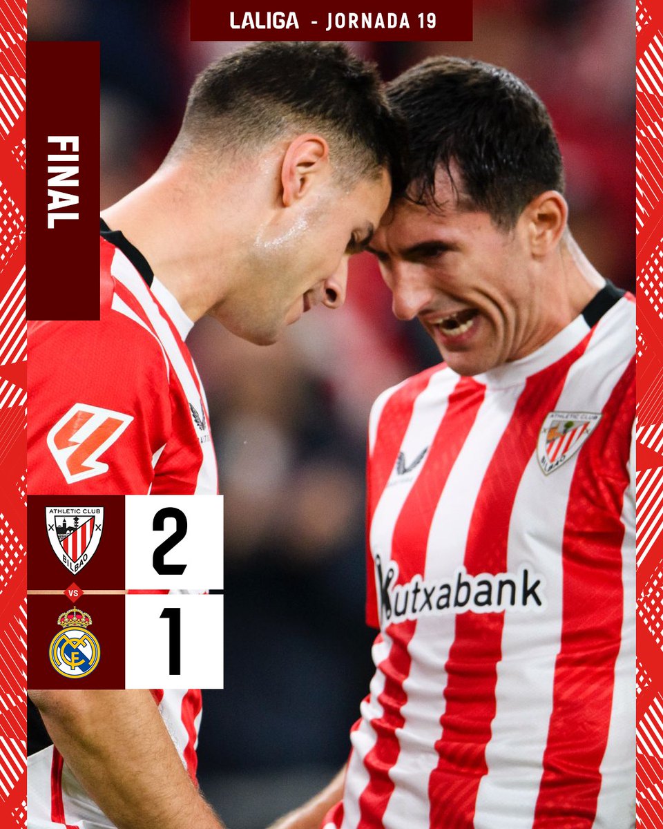 FINAL: Athletic WIN!

First LaLiga win against Real Madrid since 2015! Julen saves the day with a wonderful penalty save and some more! The whole backline was superb as well!

Guruzeta reacts with an instant goal to Madrid's equalizer and guides Athletic to 3 more points! 🦁