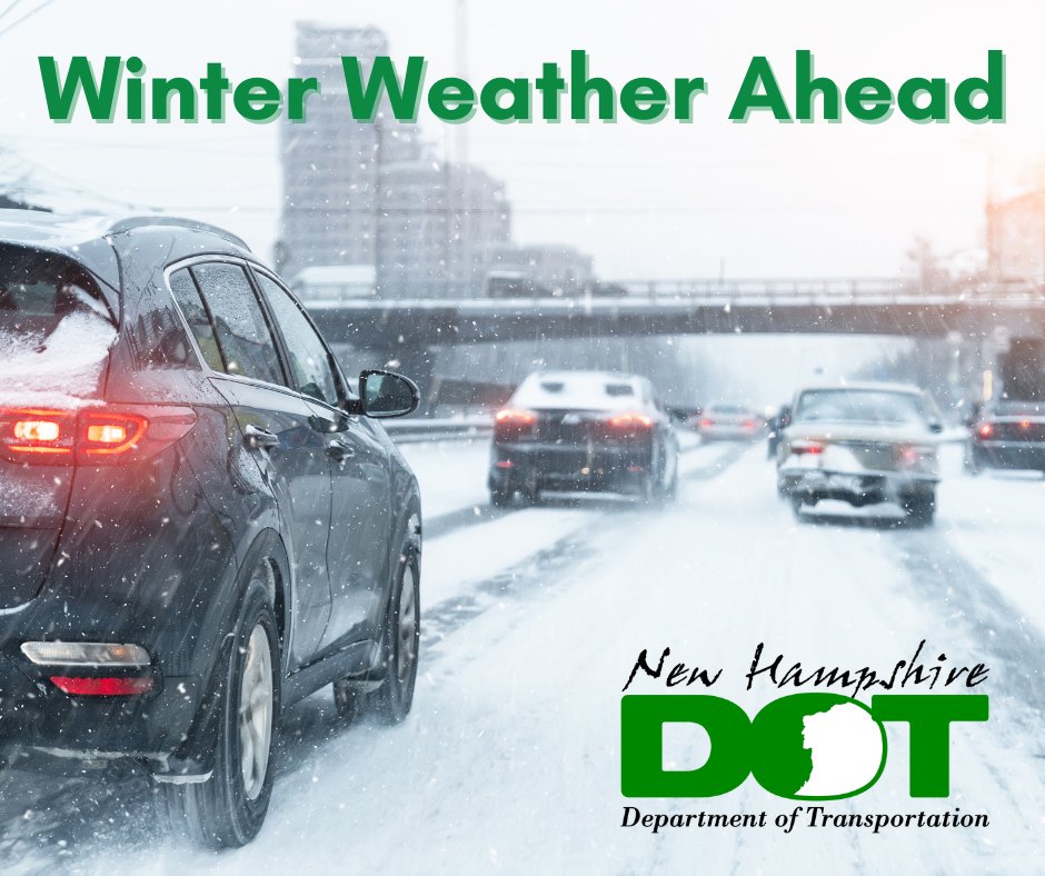 NewHampshireDOT's tweet photo. Make sure you are ready for tonight's storm. Check your vehicle's tires, brakes, fluids, wiper blades, lights, belts, and hoses to make sure they're in good condition before the snow starts to flow.
#WinterSafety #SnowPrep #SafeDriving #ProudToBeNHDOT https://t.co/kphgeDYTpg