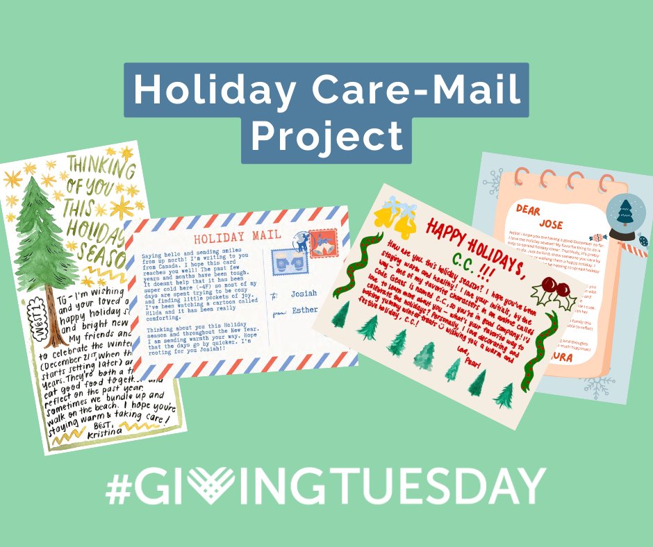 ❤️ THANK YOU to everyone who contributed to our Giving Tuesday campaign! 🎉 Your support makes a lasting impact. If you missed out, it's not too late to join! 

✉️ Sign up to write holiday cards:  ow.ly/gagT50UjvZ7

👉 Donate: ow.ly/9j0950UjvZ6

#givingtuesday