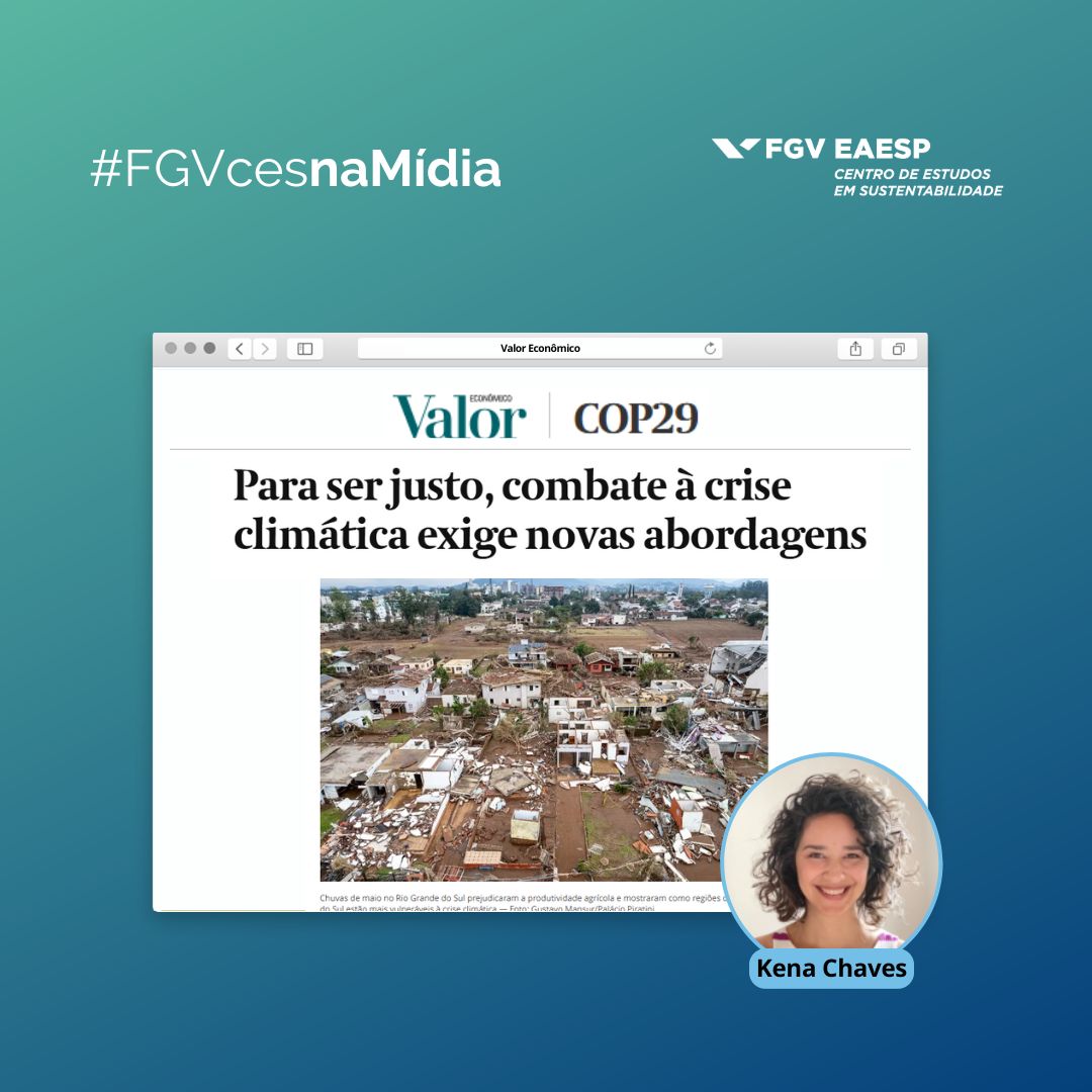 📰🌳 Em matéria para o Valor Econômico, Kena Chaves, coordenadora do programa de Desenvolvimento Local do FGVces, falou sobre a necessidade de repensarmos o conceito e a prática da justiça climática.

📖 Leia a matéria na íntegra: glo.bo/3Zztv0G