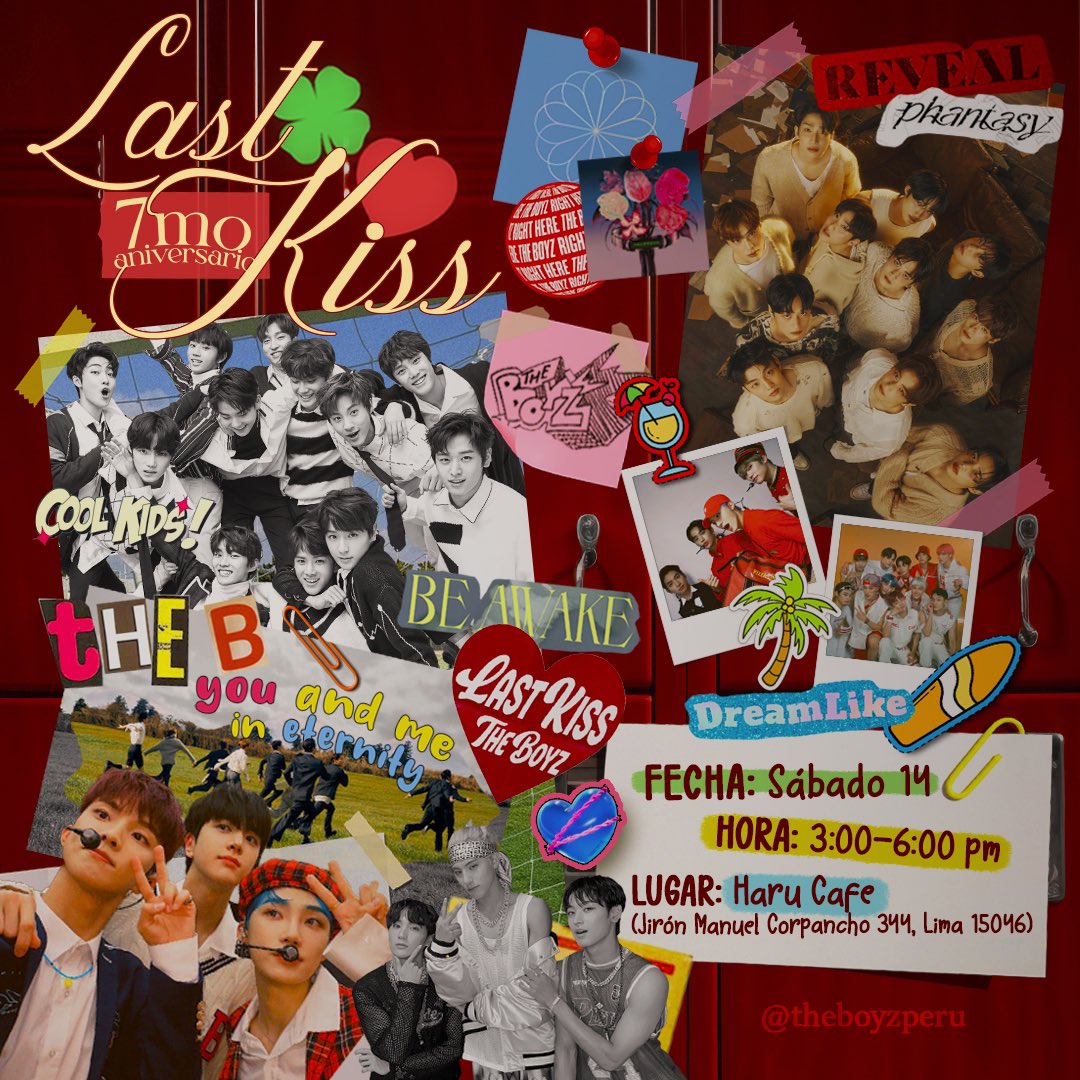 THEBOYZPERU's tweet photo. Hola TheB 📢💘

¡Les compartimos los detalles del café evento que tenemos planeado por el 7mo aniversario de THE BOYZ!

CAFÉ EVENTO: Last Kiss 💕

🍀 Fecha: sábado 14 de diciembre
🍀 Horario: de 3:00 a 6:00 p.m.
🍀 Lugar: Haru Café 📍 Jr. Manuel Corpancho 344, Lima. https://t.co/x8XzhCYqDS