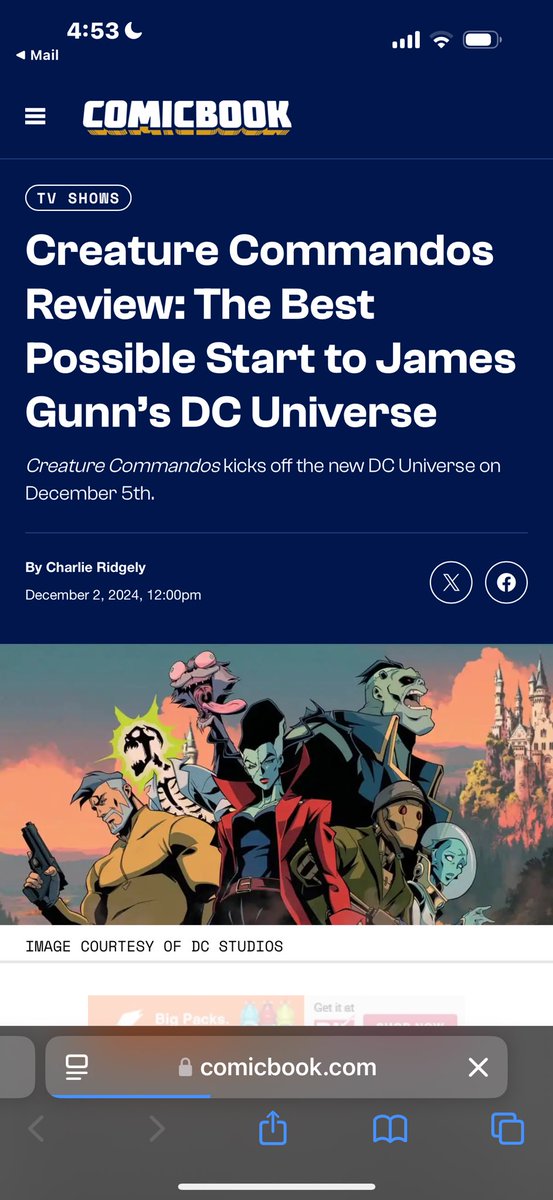 JamesGunn's tweet photo. The reviews are in. #CreatureCommandos https://t.co/i7YG7Iqzj8
