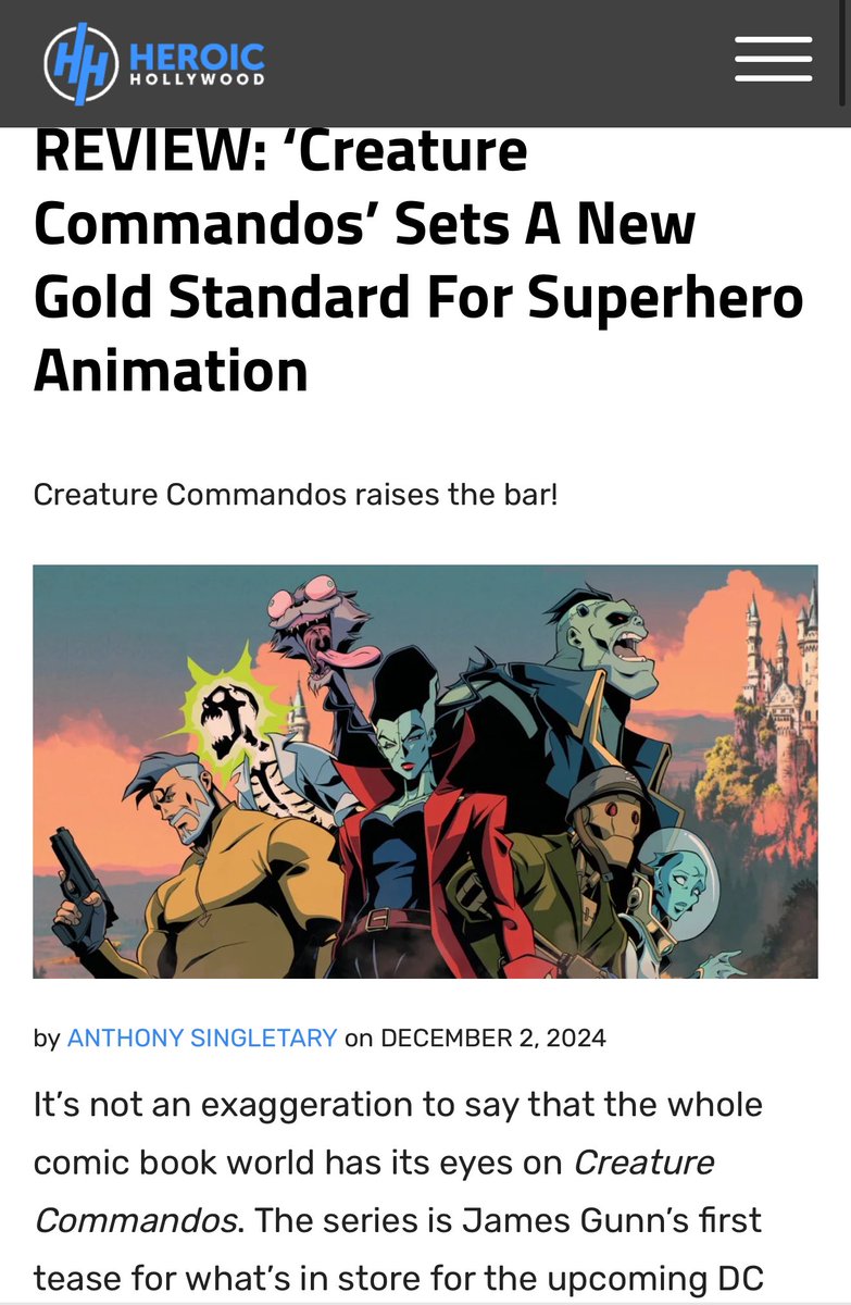 JamesGunn's tweet photo. The reviews are in. #CreatureCommandos https://t.co/i7YG7Iqzj8