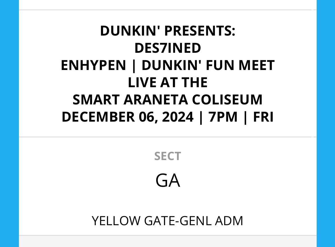 jaywonskies_'s tweet photo. wts lfb 

(1) GA ticket
P1,650 + 50 (claimed na kagabi lang 🥹)

llmv or grab tomorrow morning or meet up when i arrive sa araneta

rfs: secured ub 😅
#DES7INED_ENHYPEN_with_DUNKIN 
dunkin fm enhypen gen ad jungwon heeseung jake jay sunghoon sunoo niki araneta https://t.co/OCcDmghasU