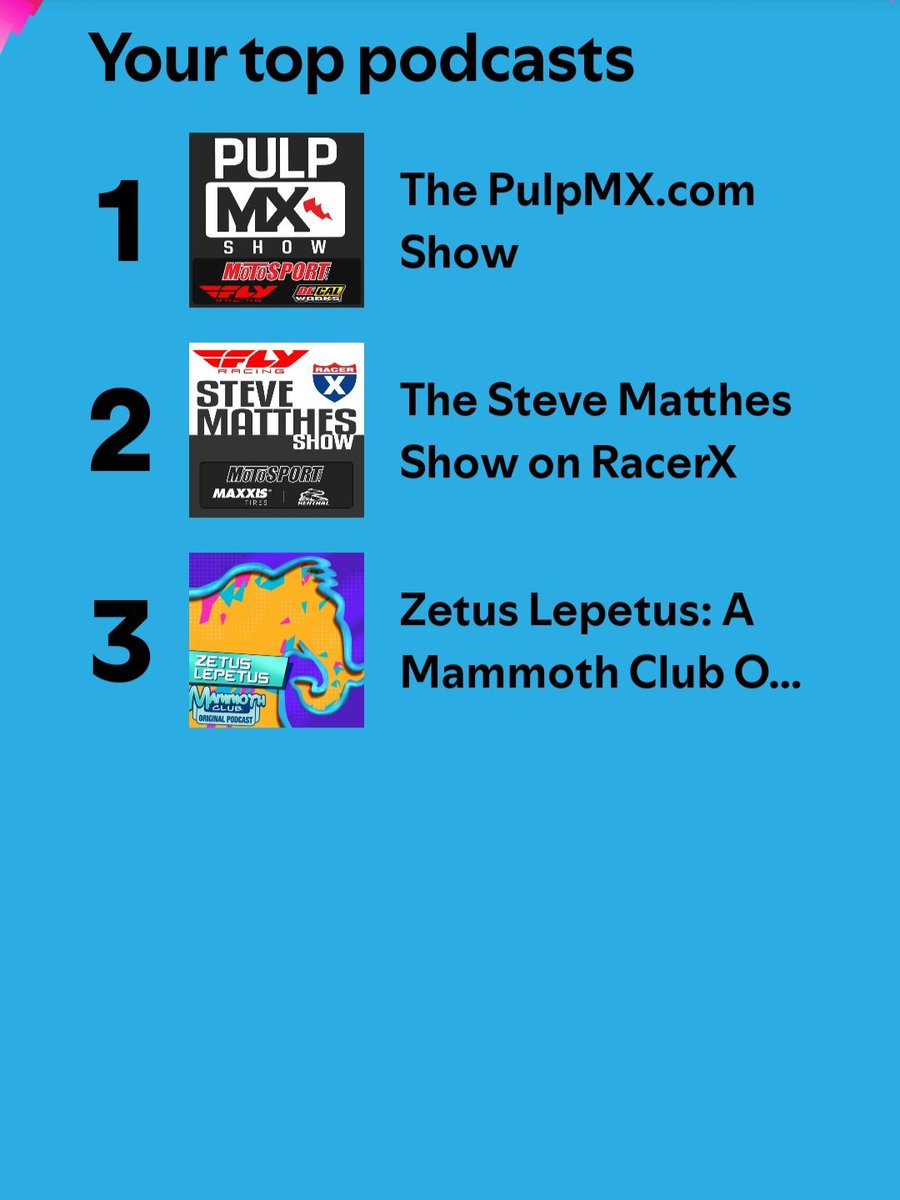 cdub599's tweet photo. @pulpmx I also use beyond pod but lately been Spotify. Thanks for the great content! Zetus is my wife's I promise. https://t.co/Hx8wI8HWO7