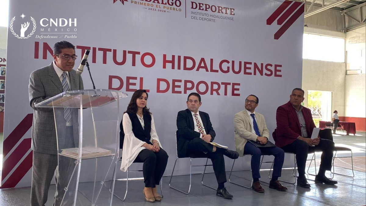 CNDH's tweet photo. En 2020 emitimos la #Recomendación 81/2020 para garantizar el acceso a la cultura física, el deporte y la igualdad de una persona con #Discapacidad. Ayer, junto al #INHIDE, el gobierno de #Hidalgo y la #CDHEH, participamos en el acto de disculpa pública, un paso crucial para reconocer las violaciones a los #DerechosHumanos y avanzar hacia una sociedad más justa e incluyente.
#DefendemosAlPueblo