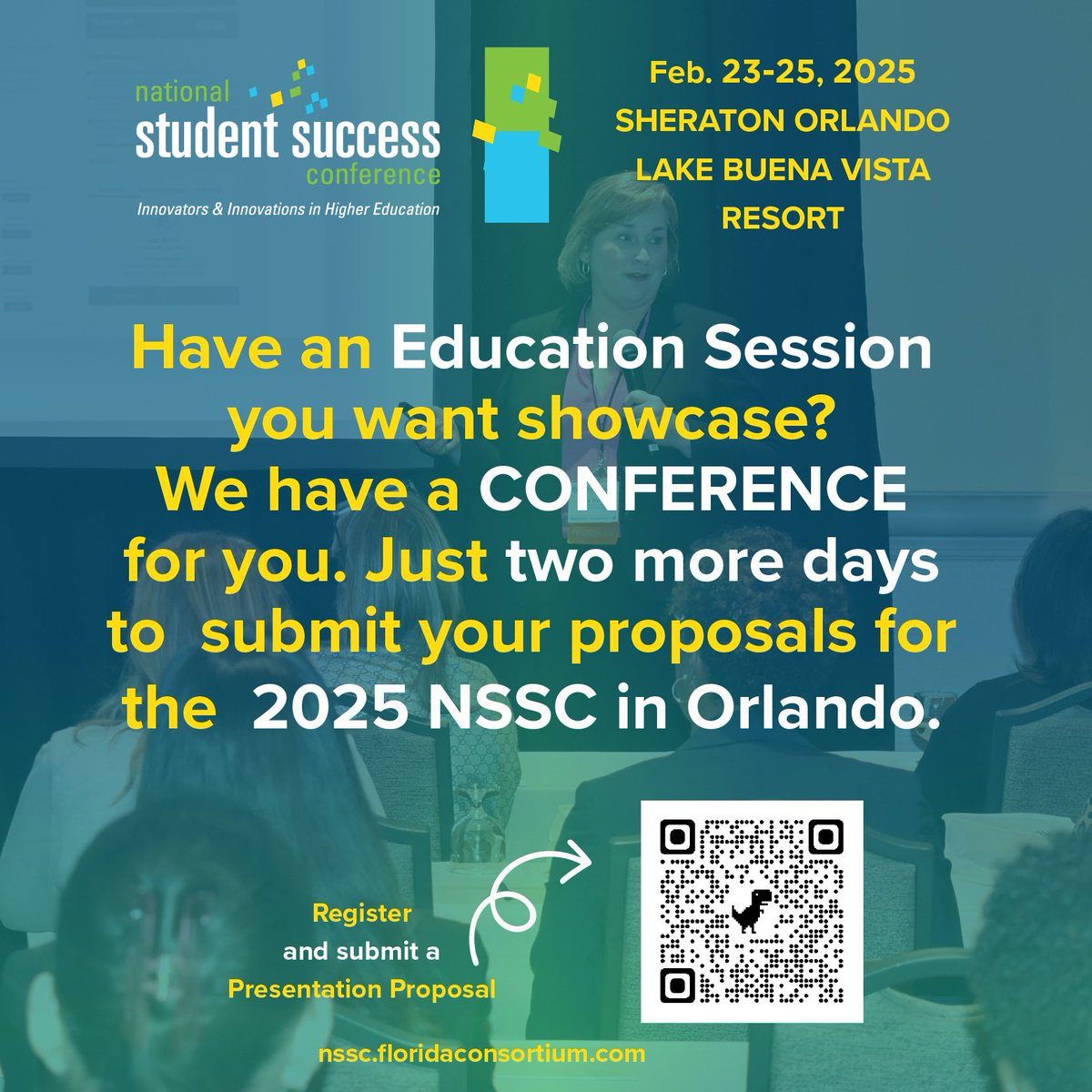 Florida Consortium (@flconsortium) on Twitter photo Act fast, 2️⃣ days left to submit your presentation proposal for the <a href="/FLConsortium/">Florida Consortium</a> 2025 <a href="/NSSConf/">National Student Success Conference</a> sponsored by <a href="/HeliosEdFnd/">Helios Education Foundation</a> & <a href="/KPMG/">KPMG</a>. Head to the link below or scan the code. Register for the early bird rate 🐦💲 & book your room🏨 before spots fill up!
ow.ly/HR1V50UlhLM Act fast, 2️⃣ days left to submit your presentation proposal for the <a href="/FLConsortium/">Florida Consortium</a> 2025 <a href="/NSSConf/">National Student Success Conference</a> sponsored by <a href="/HeliosEdFnd/">Helios Education Foundation</a> & <a href="/KPMG/">KPMG</a>. Head to the link below or scan the code. Register for the early bird rate 🐦💲 & book your room🏨 before spots fill up!
ow.ly/HR1V50UlhLM