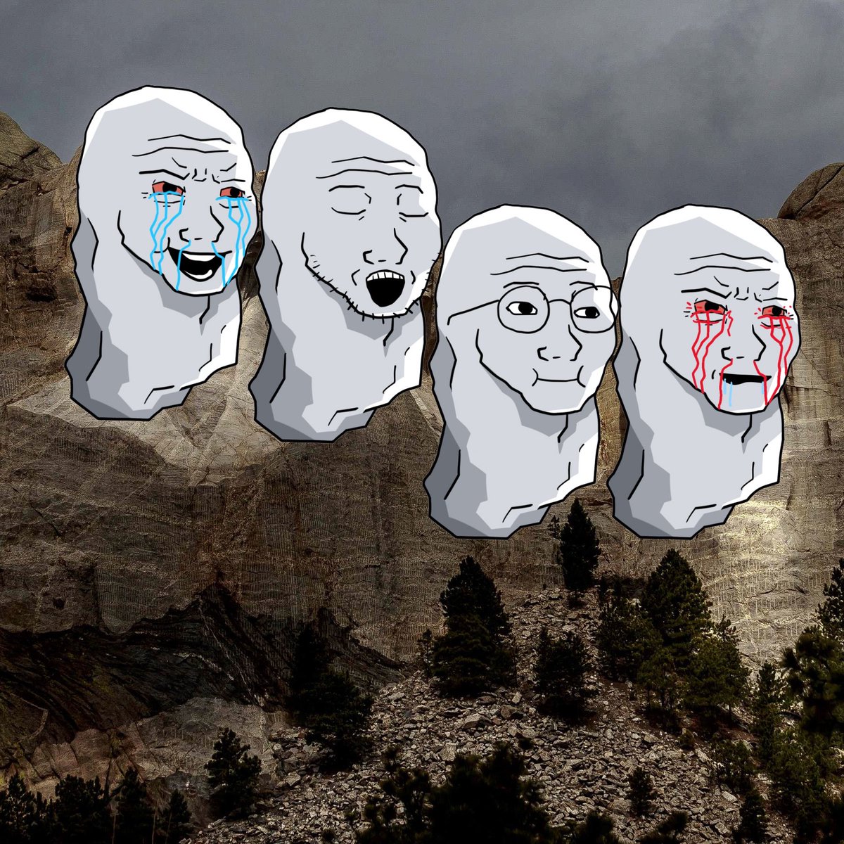 Who is on the Mount Rushmore of memes? Wojak, Wojak, Wojak, and Wojak.