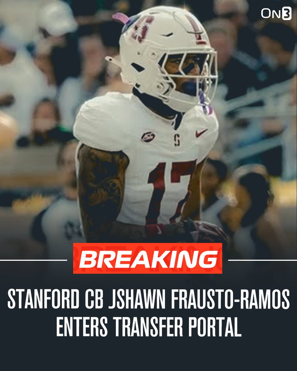 Stanford cornerback Jshawn Frausto-Ramos tells <a href="/On3sports/">On3</a> he plans to enter the transfer portal. 

The former four-star has 40 career tackles, 2 tackles for loss and a pass breakup. 

on3.com/transfer-porta…