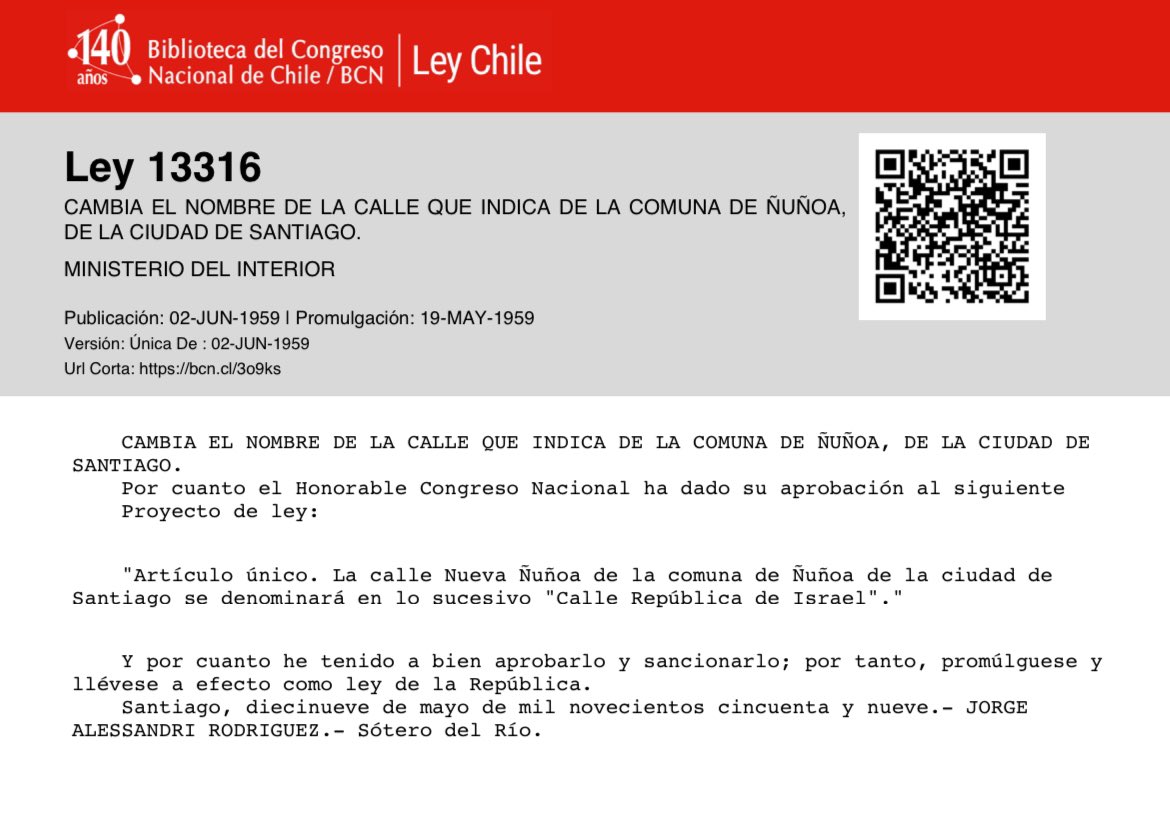 Independiente de los fundamentos de la decisión, si una ley ha establecido el nombre de una calle (como en este caso) no es jurídicamente correcto que un concejo municipal pueda alterarlo. Si dicha ley no es modificada o derogada por otra ley, debe seguir produciendo efectos.