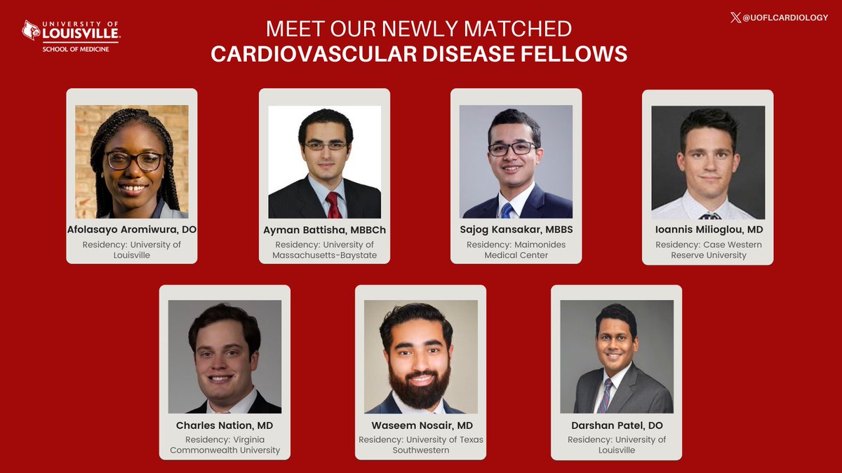 UofL Cardiology (@uoflcardiology) on Twitter photo Happy Fellows Match Day! Thrilled to announce our newly matched #CVD fellows who will be joining <a href="/UofLCardiology/">UofL Cardiology</a> next year! Big congratulations!! 🫀🩺#match2025 #fellowmatch #FellowshipMatch #NRMP #MedEd <a href="/DineshKalra/">Dinesh Kalra, MD</a> <a href="/cardio10s/">Kim Williams</a> <a href="/UofLMedicine/">UofL Medicine</a> <a href="/uoflmedschool/">UofL Med School</a> <a href="/uofl/">University of Louisville</a> <a href="/aymanbatt/">Dr Ayman Battisha</a> Happy Fellows Match Day! Thrilled to announce our newly matched #CVD fellows who will be joining <a href="/UofLCardiology/">UofL Cardiology</a> next year! Big congratulations!! 🫀🩺#match2025 #fellowmatch #FellowshipMatch #NRMP #MedEd <a href="/DineshKalra/">Dinesh Kalra, MD</a> <a href="/cardio10s/">Kim Williams</a> <a href="/UofLMedicine/">UofL Medicine</a> <a href="/uoflmedschool/">UofL Med School</a> <a href="/uofl/">University of Louisville</a> <a href="/aymanbatt/">Dr Ayman Battisha</a>