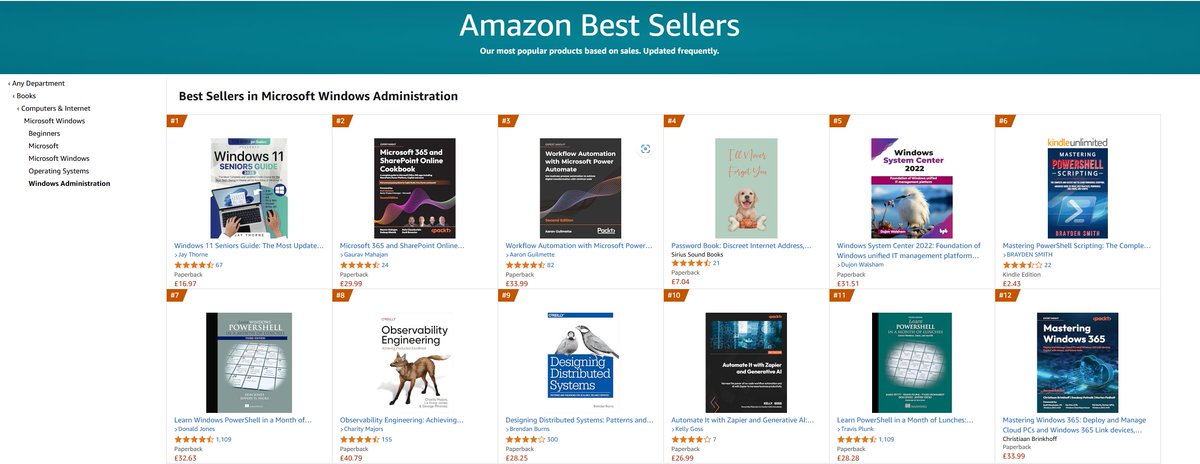 Just seen that Windows System Center 2022 has made it into the top 5!
Great to see #systemcenter making noise again with its 2025 release and a book I'm hoping sheds light on the current version too!
<a href="/MVPAward/">Microsoft MVP Communities</a> <a href="/MSWindowsITPro/">Windows IT Pro</a> <a href="/TechNetUK/">Microsoft TechNet UK</a> #Windows #ConfigMgr #sysctr #mvpalumni