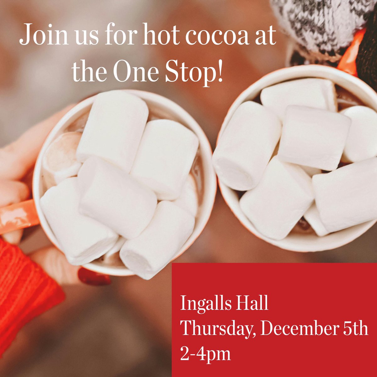 SamfordOneStop's tweet image. Join us TOMORROW for hot cocoa at the One Stop! Take a break from the end of the semester, and warm up with hot cocoa. Stop by any time from 2-4pm! We can’t wait to see you!