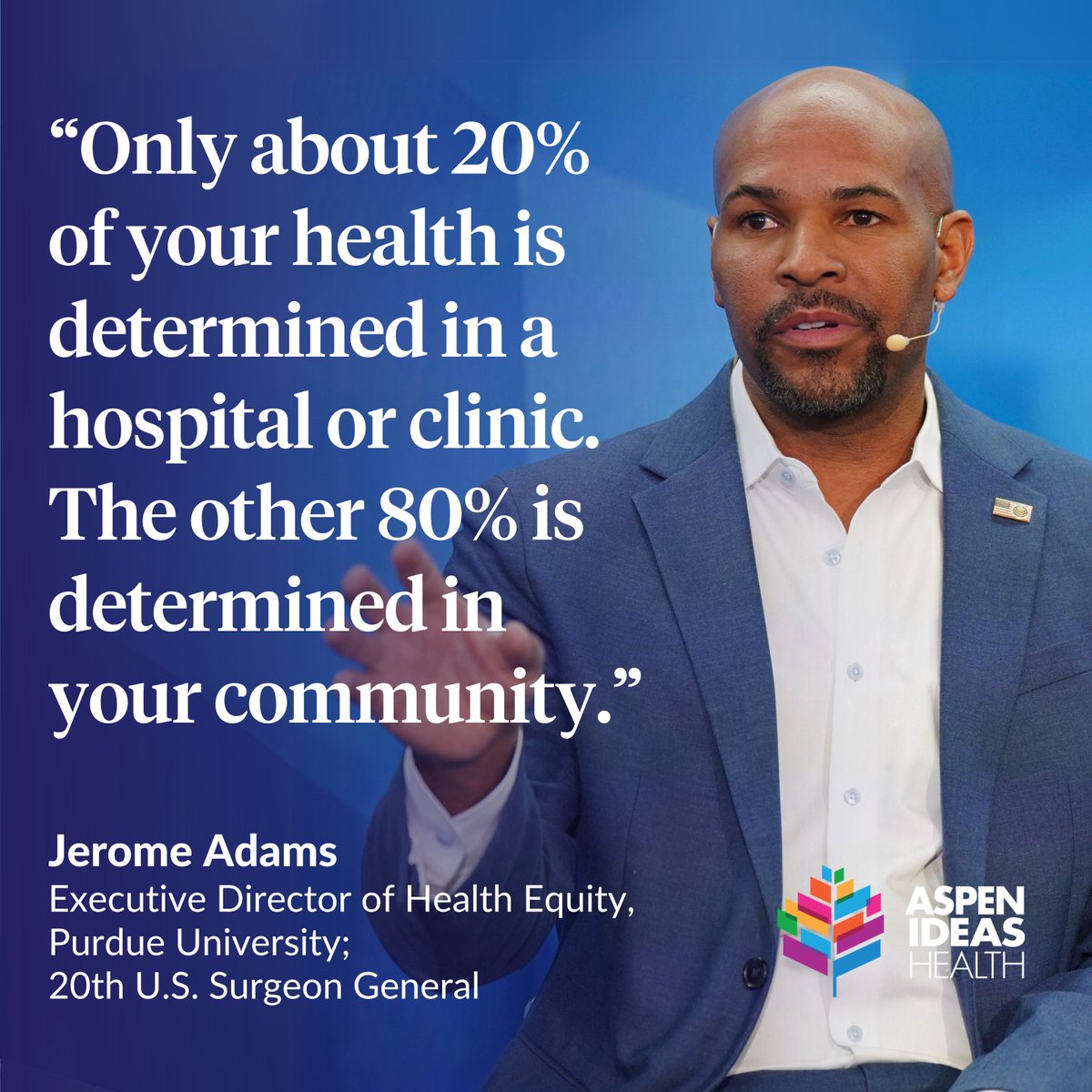 Aspen Ideas (@aspenideas) on Twitter photo The places where we live, learn, work & play have a profound impact on our health and well-being. During #AspenIdeasHealth, <a href="/JeromeAdamsMD/">Jerome Adams</a> explained why we need to think beyond the "medical model" & address the socioeconomic & environmental factors that drive health outcomes. The places where we live, learn, work & play have a profound impact on our health and well-being. During #AspenIdeasHealth, <a href="/JeromeAdamsMD/">Jerome Adams</a> explained why we need to think beyond the "medical model" & address the socioeconomic & environmental factors that drive health outcomes.