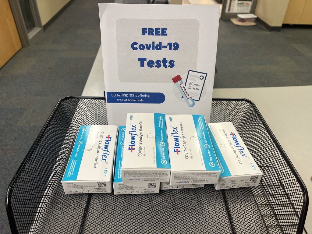 It is the season for illness!  Each Buhler school building as Free COVID tests available in the office. These tests are available to staff, students, and community members.  The tests are over the counter tests and to be self-administered at home.