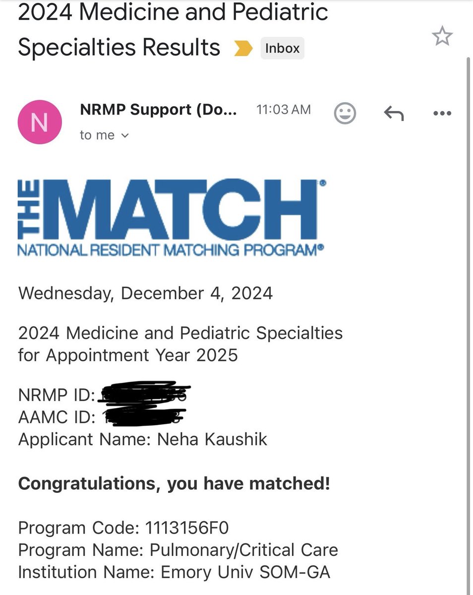 Matched into my top choice for Pulmonary/Critical Care <a href="/EmoryPCCM/">Emory PCCM Fellowship</a> on my last ICU day of the year! No more "last days"—this is the path I’m meant to be on. Grateful for the mentors, patients, &amp; caffeine. Plus no more long distance <a href="/a_dhiman91/">Ankit Dhiman</a>! On to the next chapter! ORD ✈️ ATL
