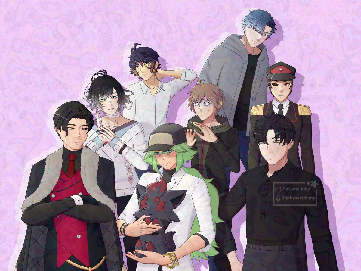 Decided to draw all the fictional guys I like the most in one picture... And then there's Exo.

Exo belongs to <a href="/EliTheQueenBee/">EliTheQueenBee</a> 
Ace Arcana belongs to <a href="/raineyellow/">Raine 🌼 Arcana Romance 2 OUT NOW</a>