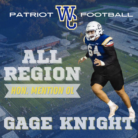 Congratulations to All Region Honorable Mention Offensive Lineman Gage “Cookie” Knight!
Cookie is a tireless worker, physical, and back for another year! 
Photo credit <a href="/zeke_best/">Zeke Best</a> 
Graphic credit <a href="/elijah_stowe/">elijah stowe</a>