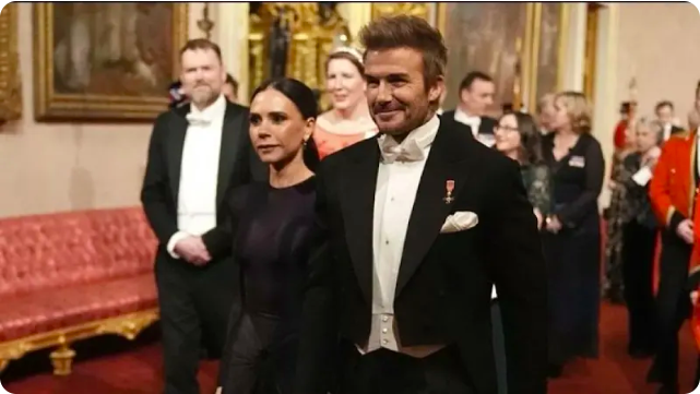 Gorgeous David Beckham and his wife Victoria at Buckingham Palace State Banquet.