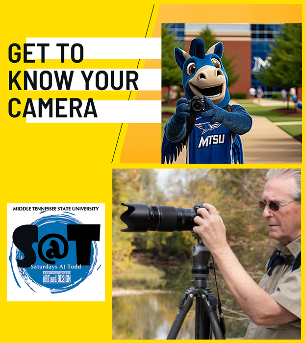 Capture creativity with us! Join our hands-on camera workshop and break free from auto mode! #KnowYourCamera #MTSU #MTSUArt