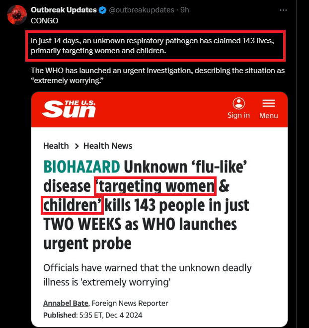 TheMatrixology's tweet photo. "#WW3" 

"(#W)omen, (#W)hite, (#C)hildren" - @22_Savage22 

"#WWC = 49"
__

"An unknown respiratory pathogen has claimed 143 lives, primarily #targeting #women and #children.

#Week49

https://t.co/irOBSyPxDL

#TheMatrixology https://t.co/WEdtOxIebG