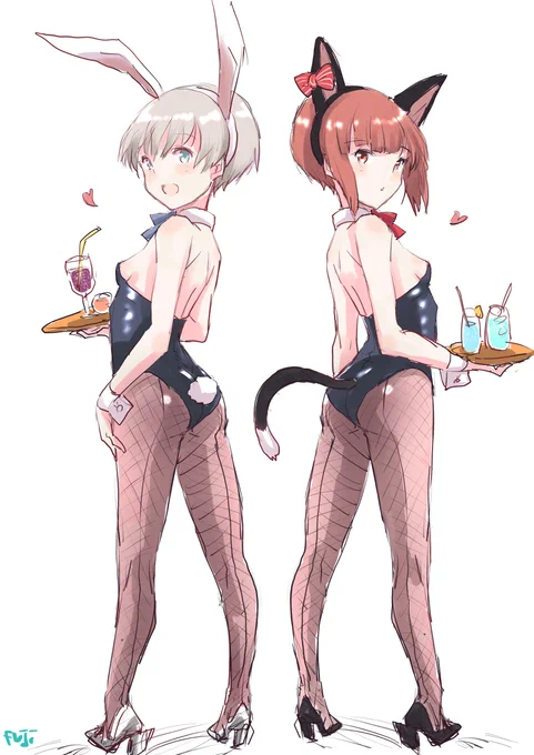 眠れなくて描いたドイツ駆逐バニー&キャッツ 