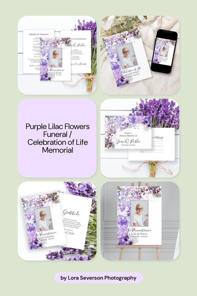 loraseverson's tweet image. Honor your loved one with Purple Lilac Flowers Watercolor Celebration of Life Memorial Collection. Personalize elegant celebration of life invitations, funeral order of service programs, sympathy thank you. buff.ly/4f3SIom 

#celebrationoflifeinvitations #funeralprograms