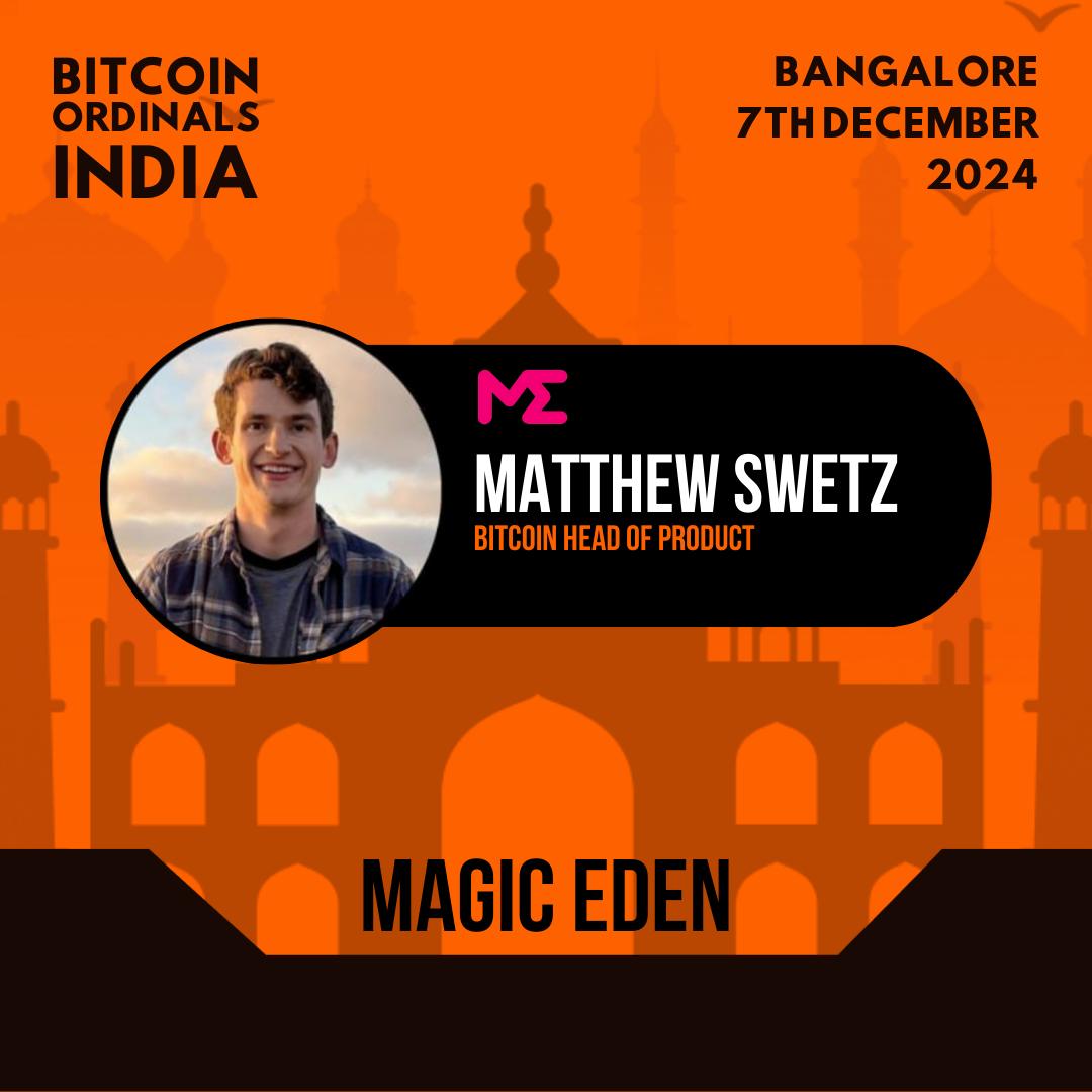 Electrified to Announce Matthew Swetz, Bitcoin Head of Product at <a href="/MagicEden/">Magic Eden 🪄</a> as our Key Note Speaker.

<a href="/MakeTokensFun/">MakeTokensFun</a> leads product (Bitcoin) and development of Ordinals and Runes Marketplaces for Magic Eden.

Join us for an insightful session as Mathew takes a deep dive into