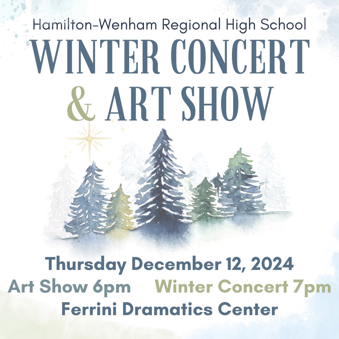 Lots of music and art coming up!   Please come and enjoy our High School music and arts program Thursday December 12th at the high school.