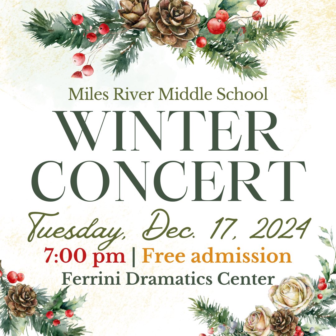 More winter music fun!    The middle school music program is coming up Tuesday December 17th @ 7p.m. in the high school auditorium.