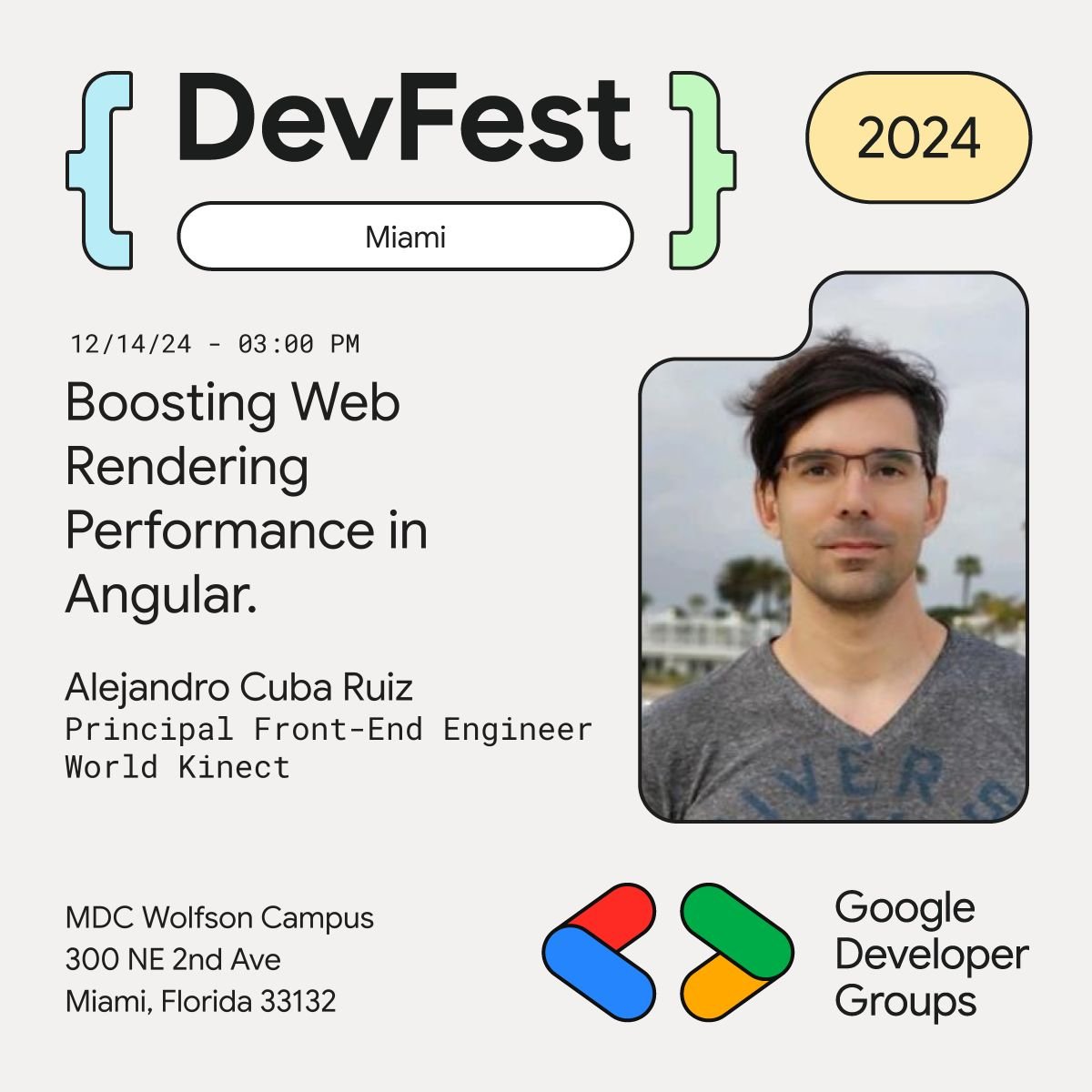 zorphdark's tweet image. Excited to speak at DevFest Miami 2024 next week! 🤩 Join us in Downtown Miami to explore diverse topics, including my session on optimizing web performance with modern Angular.
Can’t wait to connect with you there on Dec 14th!