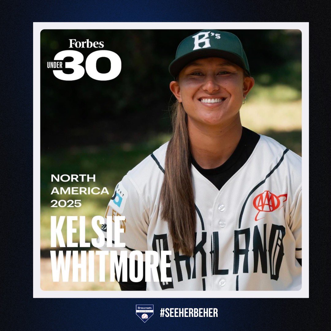 GrassrootsBB's tweet photo. Congratulations, Kelsie Whitmore! A richly deserved honor for a pioneer who is an inspiration to girls and women in baseball everywhere. #SeeHerBeHer #GrassrootsBaseball #GrassrootsBaseballWomen #ShesUp #FutureOfBaseball #USABaseball #OaklandBallers https://t.co/XJ3v5DpeFP