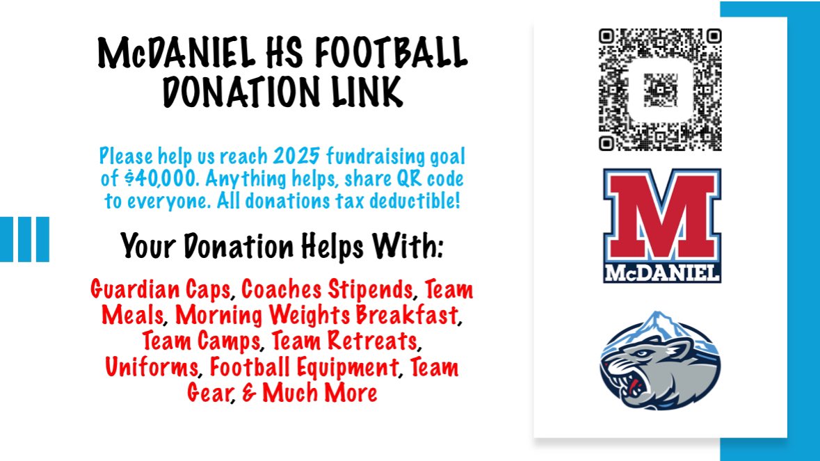 McDaniel 🏈 Donation Link #CTC #WeAreMcDaniel