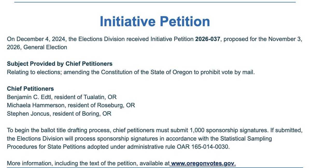 JMShumway's tweet image. A Republican who blames his losses in deep-blue #orleg districts on fraud and an attorney who represented plaintiffs in failed cases trying to end mail voting now want voters to amend the state Constitution to change the way Oregon has run elections for more than 20 years.