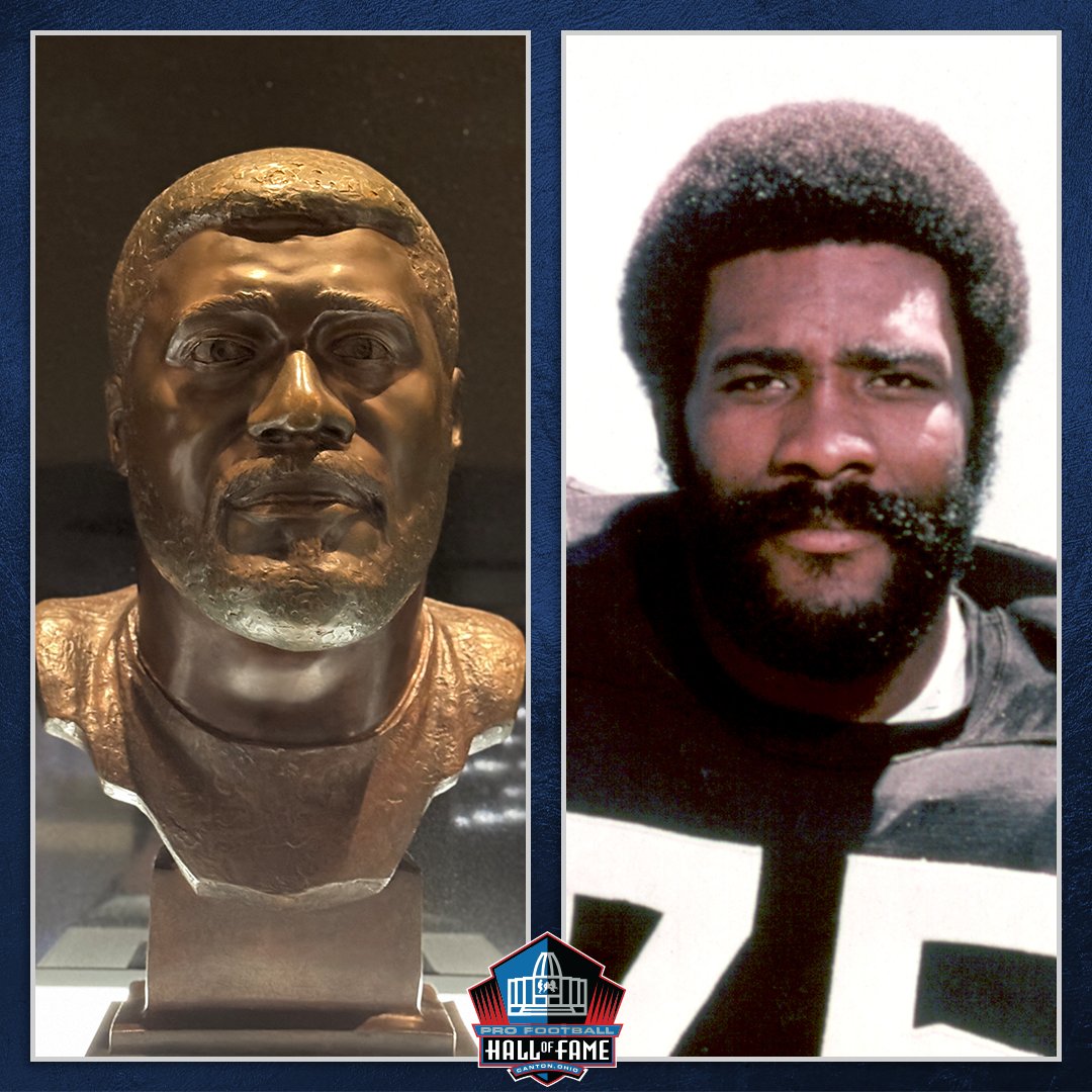 ProFootballHOF's tweet photo. Earlier today, we asked you to identify the Hall of Famer who is represented by the Bronze Bust on the left. 𝐓𝐡𝐞 𝐀𝐧𝐬𝐰𝐞𝐫: Joe Greene! https://t.co/xu5gzp0Kjw