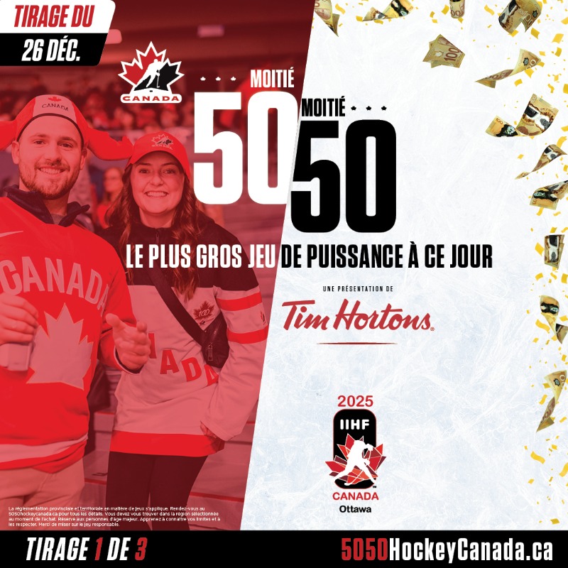 HockeyCanada's tweet photo. 🚨 Canada’s Ultimate 50/50 is back! 🚨

🚨 Le moitié-moitié par excellence du Canada est de retour! 🚨

Learn more: https://t.co/9R8cVJOGOB
Détails : https://t.co/xO5FKa8hBh

@TimHortons
