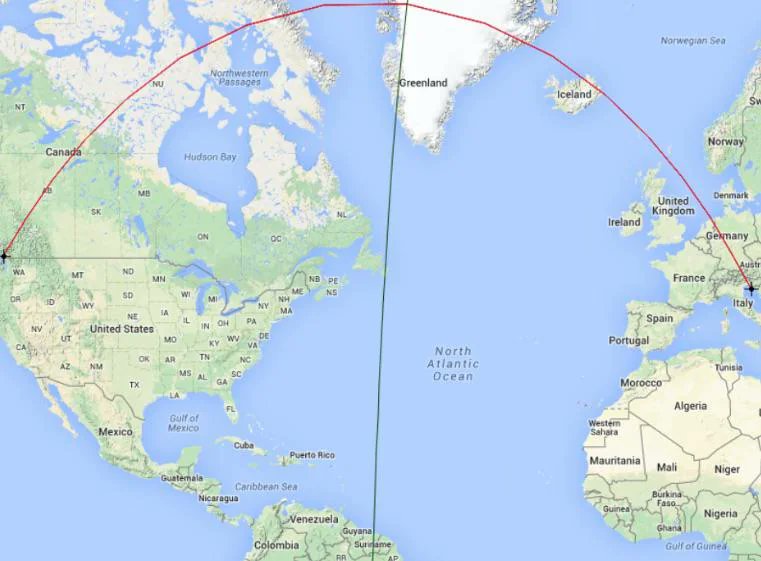 Civixplorer's tweet photo. Fun fact: Canada is so large that its easternmost city (St. John's) is closer to Venice in Italy (4833 km) than to Vancouver (5004 km). https://t.co/UTo9M58wqz