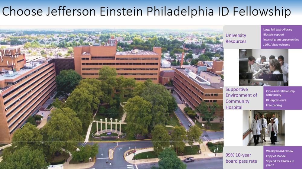 Infected Terran, MD (@infected_terran) on Twitter photo Are you interested in clinical infectious diseases with strong helping of transplant ID with an amazing crew in an amazing city? Come join us at Jefferson Einstein!
Philadelphia DM's are open!! <a href="/EinsteinPhilaID/">Einstein Philly ID Fellowship</a> Are you interested in clinical infectious diseases with strong helping of transplant ID with an amazing crew in an amazing city? Come join us at Jefferson Einstein!
Philadelphia DM's are open!! <a href="/EinsteinPhilaID/">Einstein Philly ID Fellowship</a>