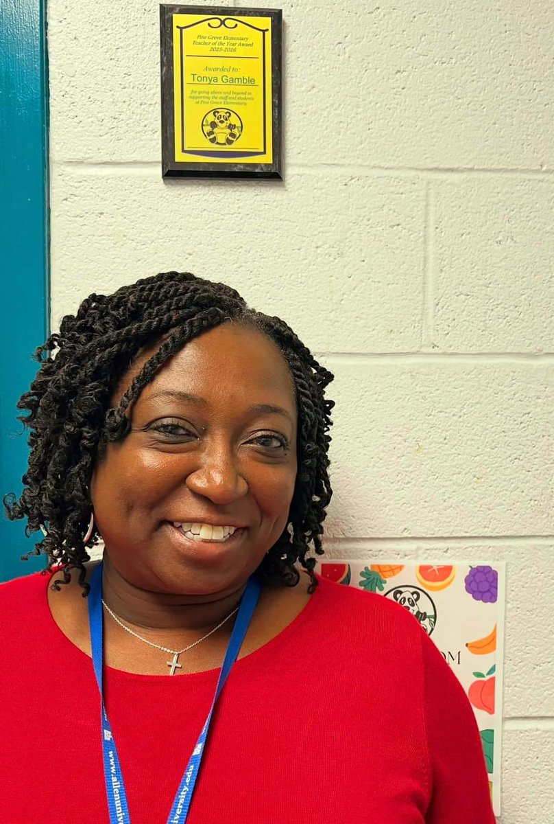 This Sis has been named Pine Grove 2025-2026 Teacher of the Year! Congratulations Tonya Gamble! Job well done!👏🏼👏🏼❤️🎉🎉✨️✨️
