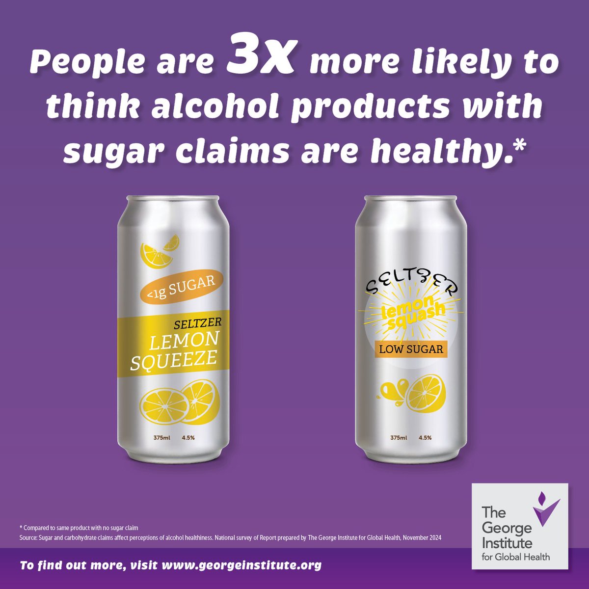 The George Institute for Global Health (@georgeinstitute) on Twitter photo There’s no healthy option when it comes to alcohol, no matter how low in sugar or carbs.
Alcohol is a Class 1 carcinogen that causes 3,500 new cancer cases in Australia every year.
Industry must not be allowed to use claims that distract from the harms.
bit.ly/3CSThUD There’s no healthy option when it comes to alcohol, no matter how low in sugar or carbs.
Alcohol is a Class 1 carcinogen that causes 3,500 new cancer cases in Australia every year.
Industry must not be allowed to use claims that distract from the harms.
bit.ly/3CSThUD