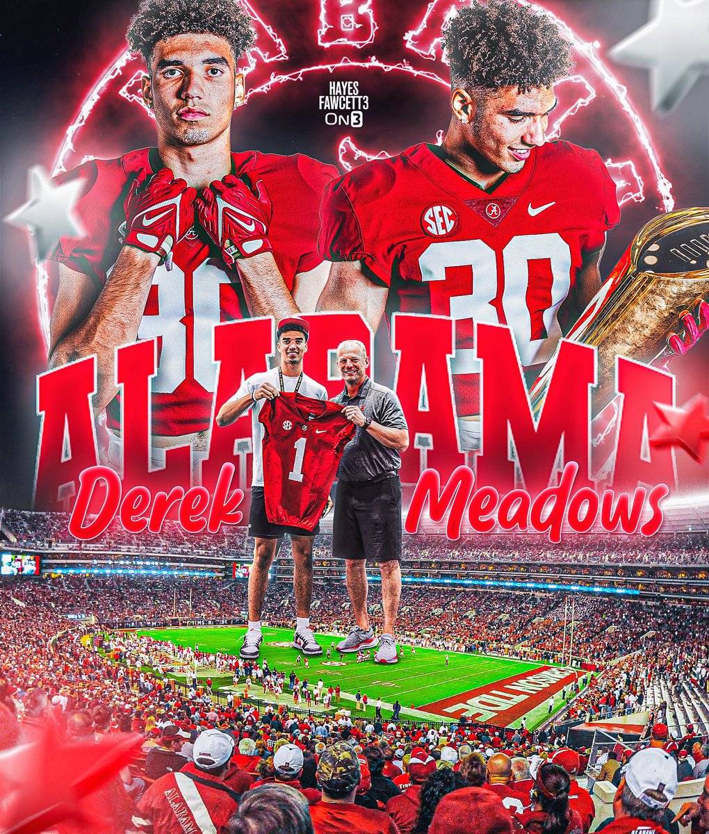 BREAKING: Four-Star WR Derek Meadows has Flipped his Commitment from LSU to Alabama!

The 6’6 205 WR from Las Vegas, NV had been Committed to the Tigers since July

He joins Alabama’s Top 3 Class in the On3 ‘25 Team Rankings

on3.com/db/derek-meado…